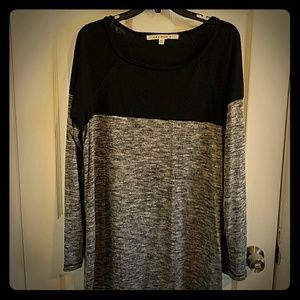 Max Studio black and dark Heather grey sweater